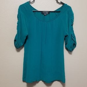 Green Silk 3/4 Sleeve Blouse